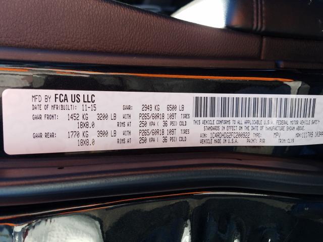 2015 DODGE DURANGO LI 1C4RDHDG2FC200922