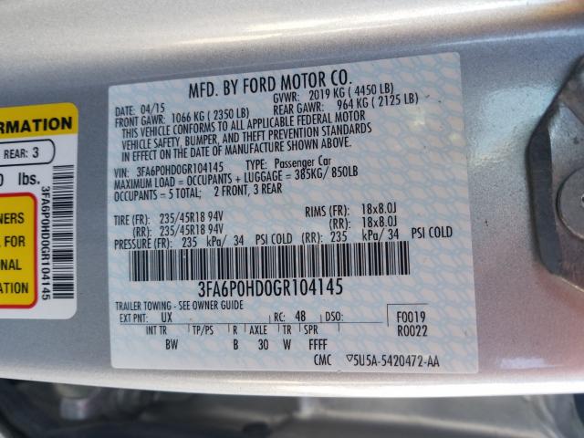2016 FORD FUSION 3FA6P0HD0GR104145