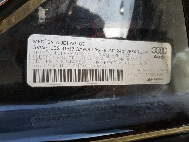 2012 AUDI A4 PRESTIG WAUKFAFL8CN003554