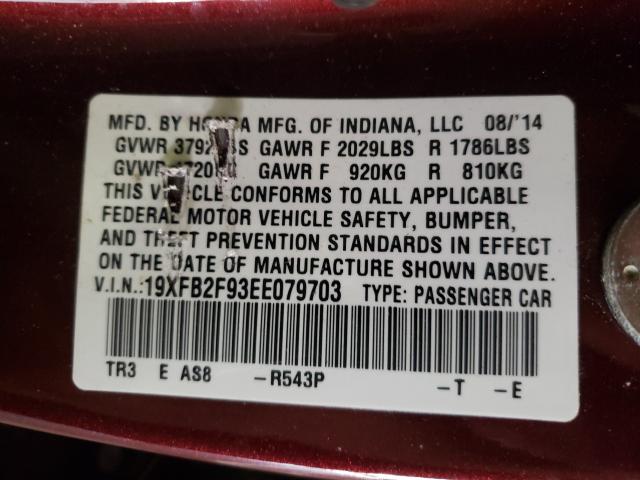 2014 HONDA CIVIC EXL 19XFB2F93EE079703