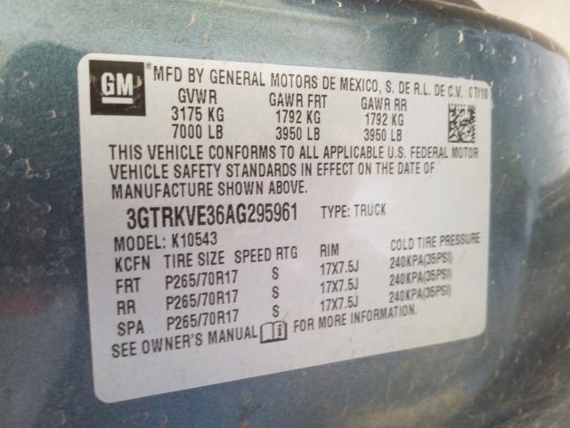2010 GMC SIERRA 3GTRKVE36AG295961