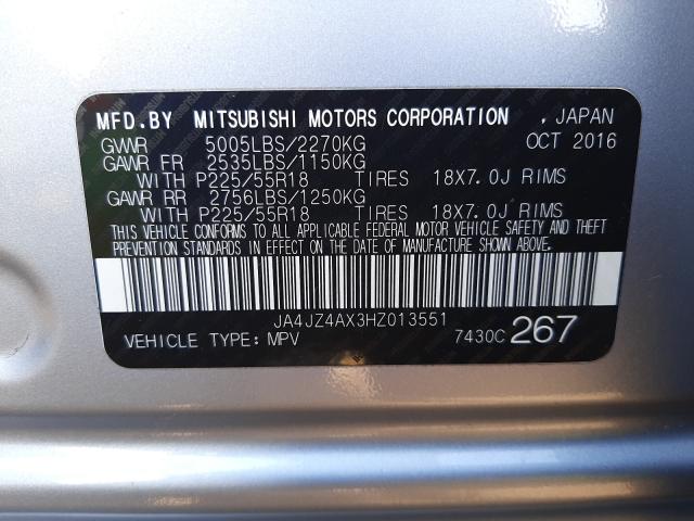 2017 MITSUBISHI OUTLANDER JA4JZ4AX3HZ013551