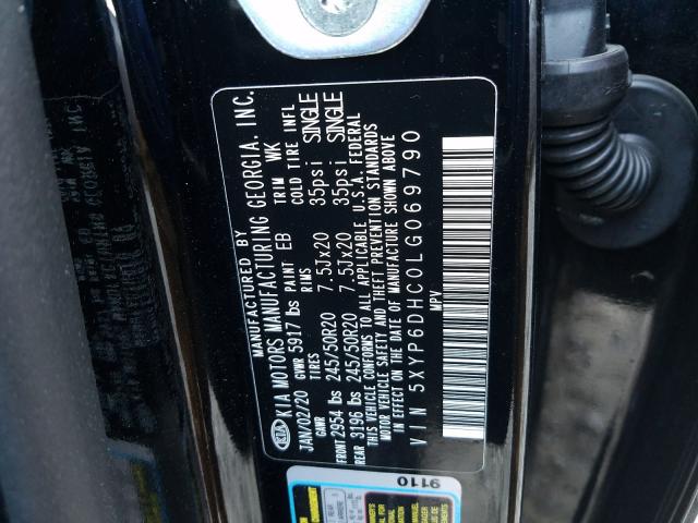 2020 KIA TELLURIDE 5XYP6DHC0LG069790