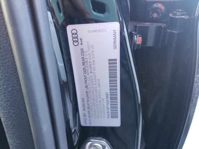 2019 AUDI S3 PREMIUM WAUB1GFF1KA076587