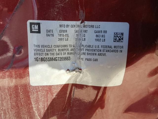 2016 CHEVROLET CRUZE PREM 1G1BG5SM4G7269663