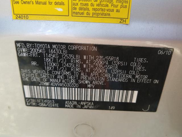 2010 TOYOTA RAV4 SPORT JTMWF4DV9A5030320