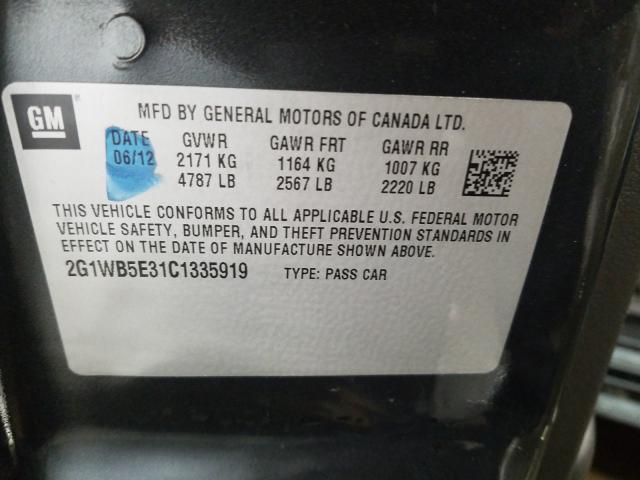 2012 CHEVROLET IMPALA LT 2G1WB5E31C1335919
