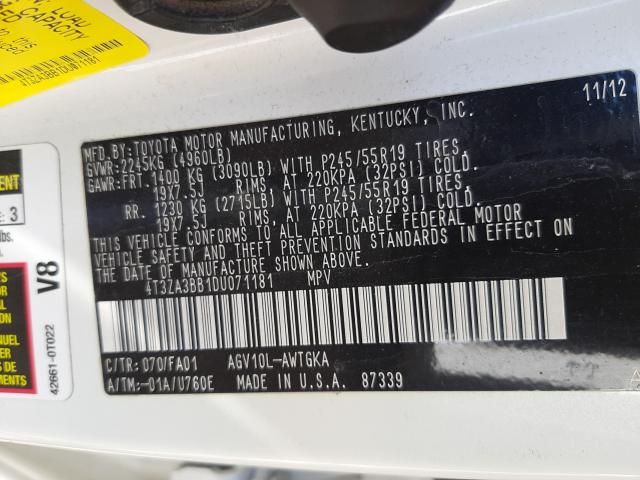 2013 TOYOTA VENZA LE 4T3ZA3BB1DU071181