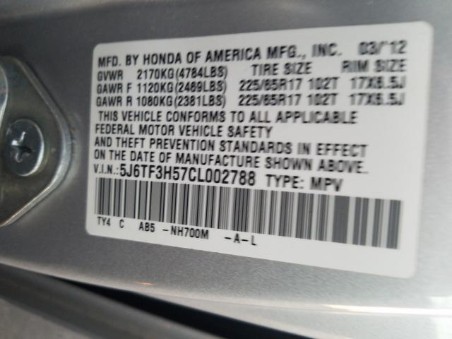 2012 HONDA CROSSTOUR 5J6TF3H57CL002788
