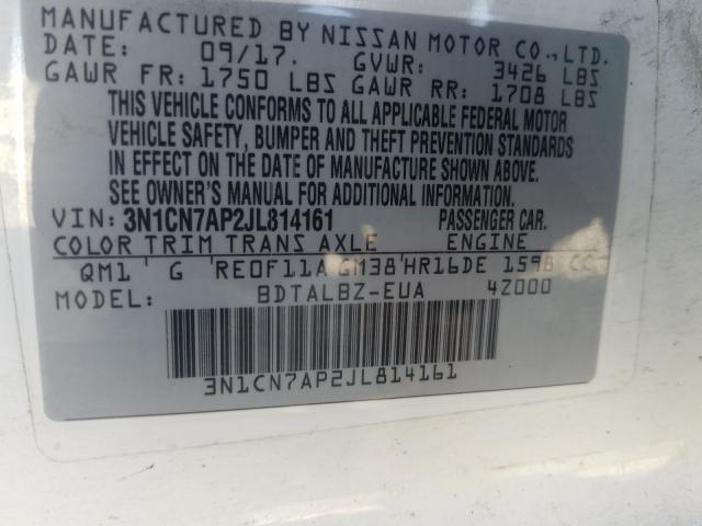 2018 NISSAN VERSA S 3N1CN7AP2JL814161