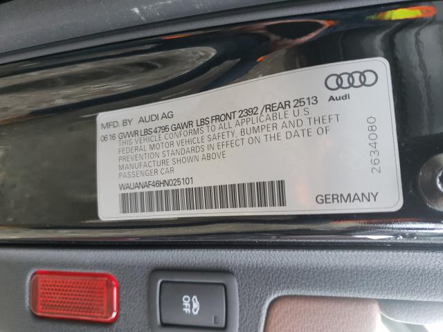2017 AUDI A4 PREMIUM WAUANAF46HN025101