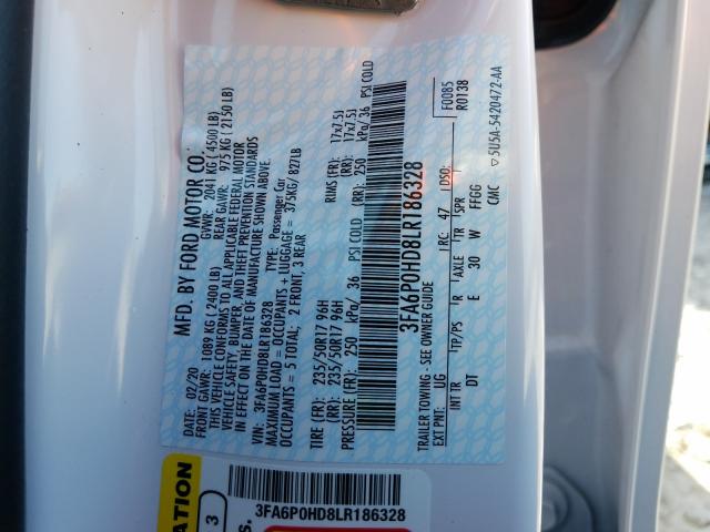 2020 FORD FUSION SE 3FA6P0HD8LR186328