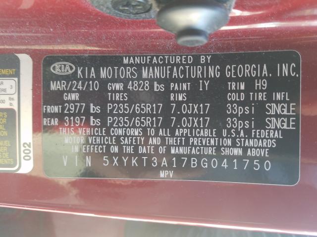 2011 KIA SORENTO BA 5XYKT3A17BG041750