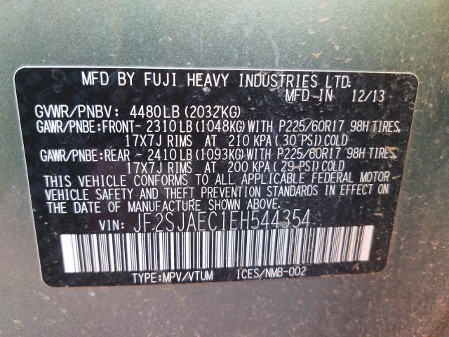 2014 SUBARU FORESTER 2 JF2SJAEC1EH544354