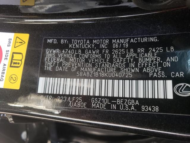 2019 LEXUS ES 350 58ABZ1B18KU040725