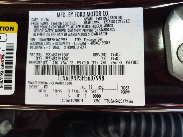2017 LINCOLN CONTINENTA 1LN6L9NP3H5607998