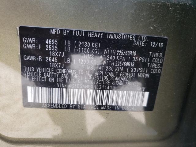 2017 SUBARU OUTBACK 2. 4S4BSANCXH3311419