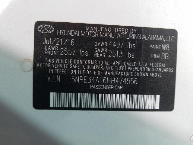 2017 HYUNDAI SONATA SPO 5NPE34AF6HH474556