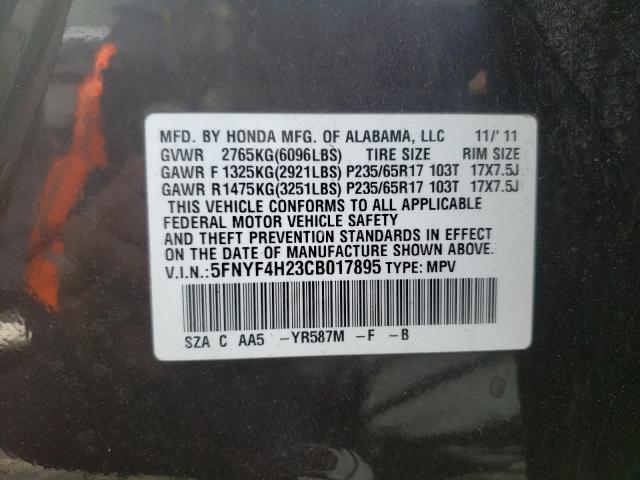 2012 HONDA PILOT LX 5FNYF4H23CB017895