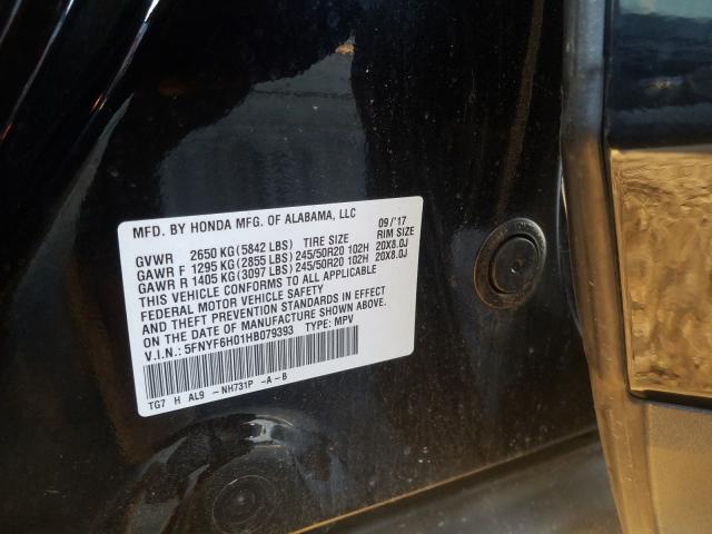 2017 HONDA PILOT ELIT 5FNYF6H01HB079393