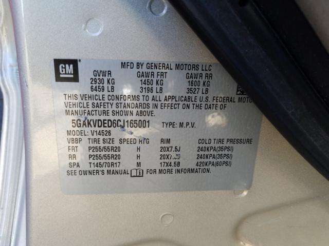 2012 BUICK ENCLAVE 5GAKVDED6CJ165001