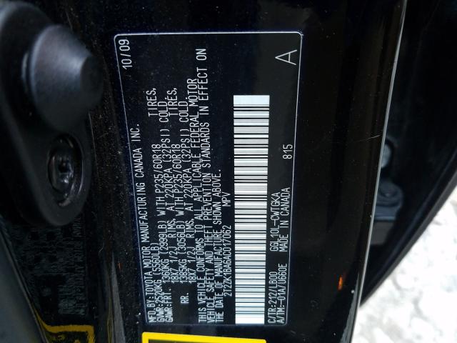 2010 LEXUS RX 350 2T2ZK1BA6AC017062