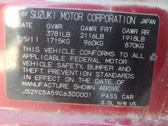2012 SUZUKI SX4 SPORT JS2YC5A59C6300001