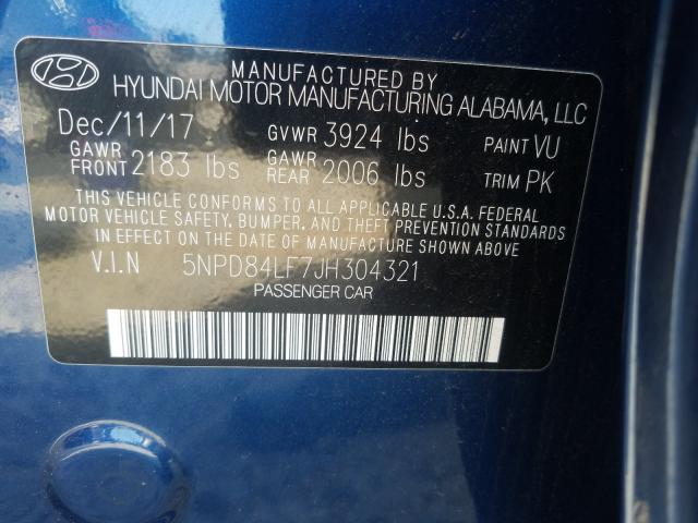 2018 HYUNDAI ELANTRA 5NPD84LF7JH304321