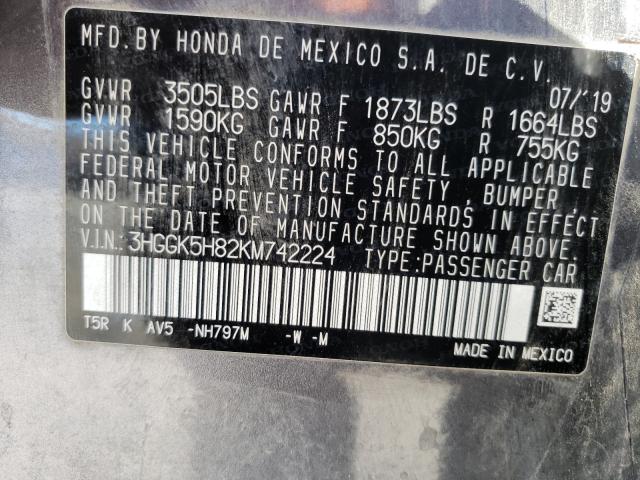 2019 HONDA FIT EX 3HGGK5H82KM742224
