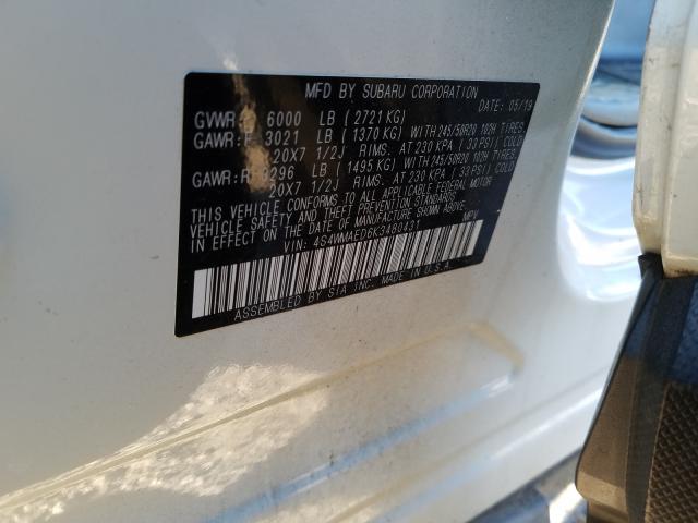2019 SUBARU ASCENT PRE 4S4WMAED6K3480431