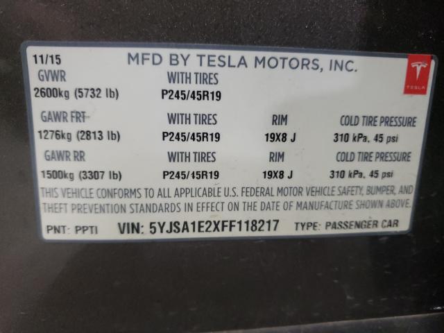 2015 TESLA MODEL S 5YJSA1E2XFF118217