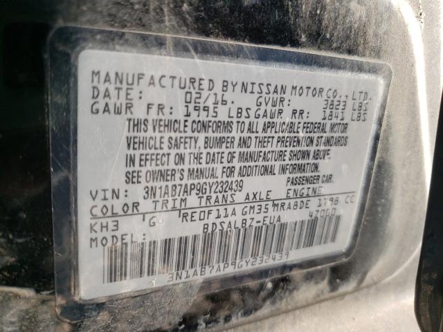 2016 NISSAN SENTRA 3N1AB7AP9GY232439