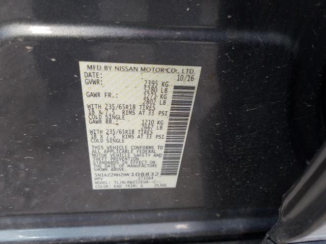 2017 NISSAN MURANO S 5N1AZ2MH2HN108832