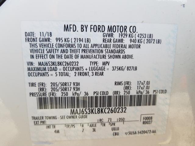 2019 FORD ECOSPORT MAJ6S3KL8KC260232