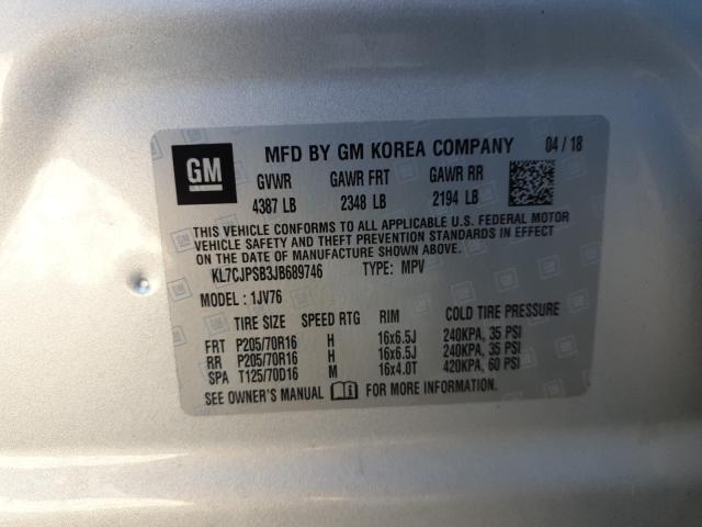 2018 CHEVROLET TRAX 1LT KL7CJPSB3JB689746