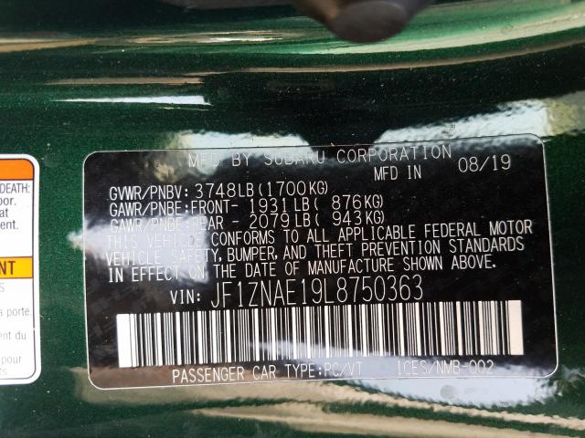 2020 TOYOTA 86 GT JF1ZNAE19L8750363