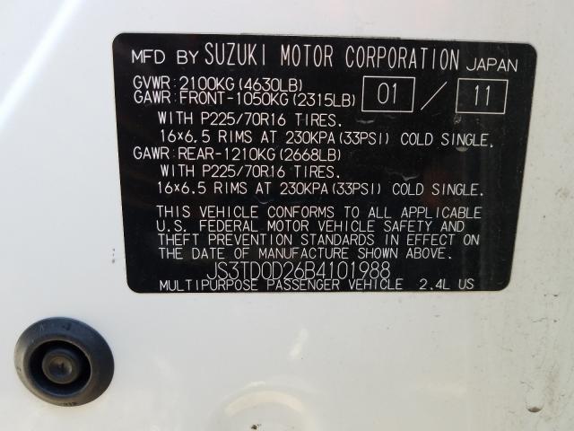2011 SUZUKI GRAND VITA JS3TD0D26B4101988