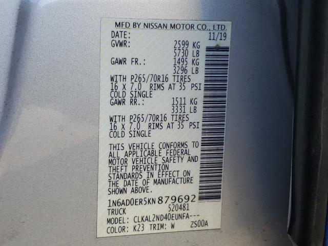 2019 NISSAN FRONTIER S 1N6AD0ER5KN879692