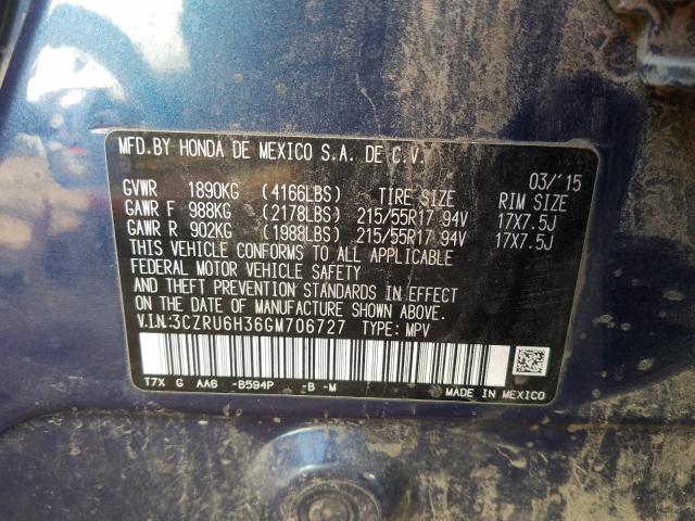 2016 HONDA HR-V LX 3CZRU6H36GM706727