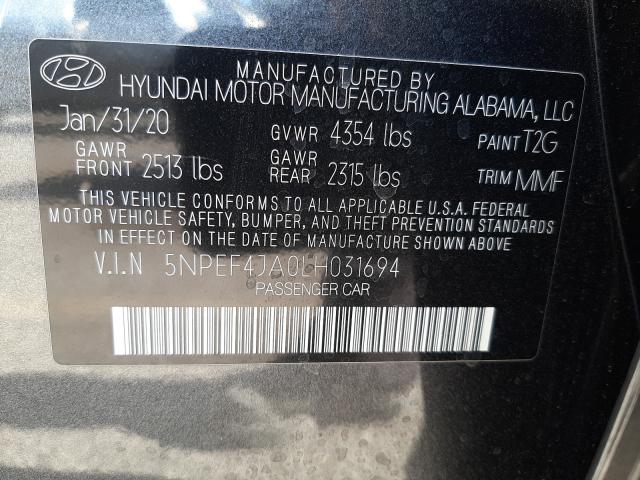 2020 HYUNDAI SONATA SEL 5NPEF4JA0LH031694