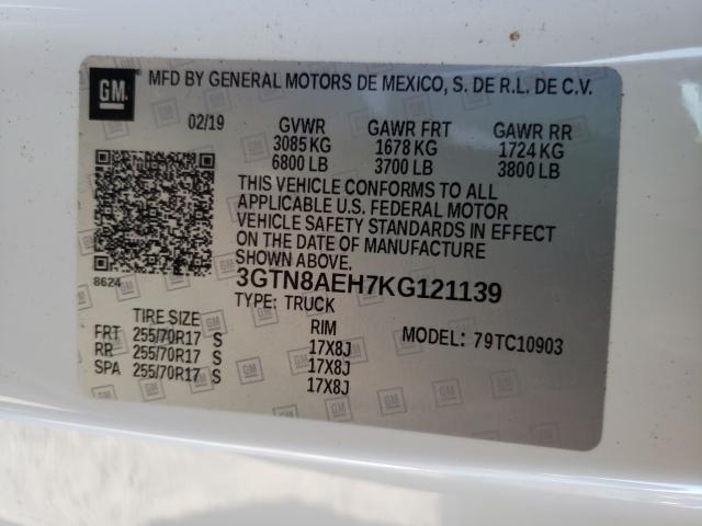 2019 GMC SIERRA C15 3GTN8AEH7KG121139