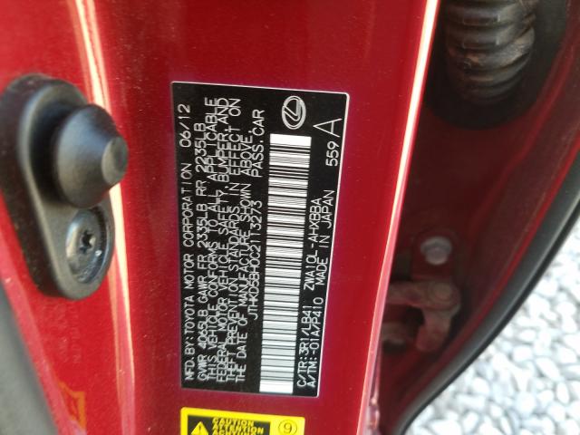 2012 LEXUS CT 200 JTHKD5BH0C2113273