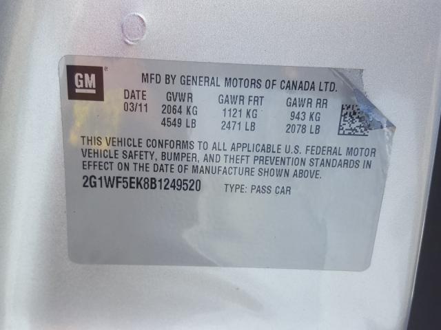 2011 CHEVROLET IMPALA LS 2G1WF5EK8B1249520