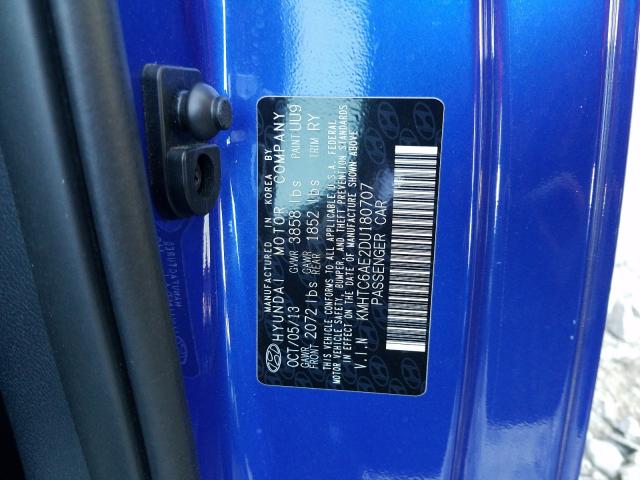 2013 HYUNDAI VELOSTER T KMHTC6AE2DU180707