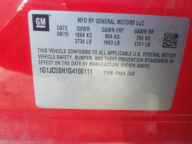 2016 CHEVROLET SONIC LT 1G1JC5SH1G4106111
