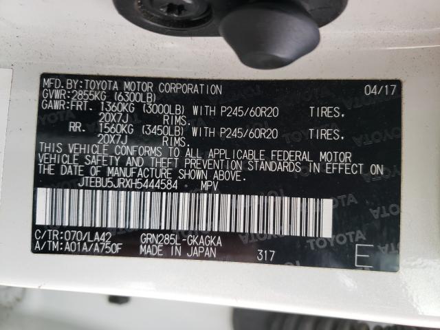 2017 TOYOTA 4RUNNER SR JTEBU5JRXH5444584