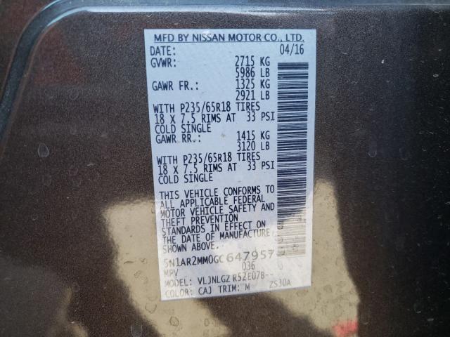 2016 NISSAN PATHFINDER 5N1AR2MM0GC647957