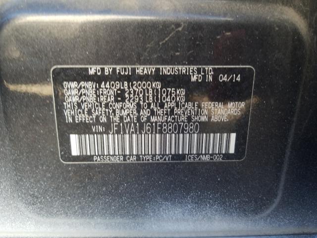 2015 SUBARU WRX LIMITE JF1VA1J61F8807980