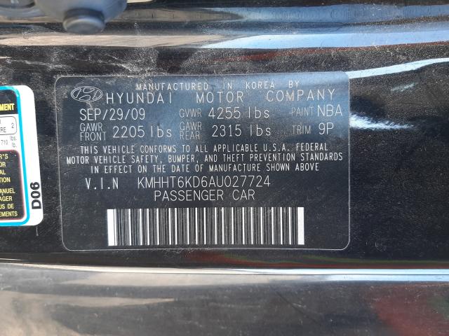 2010 HYUNDAI GENESIS CO KMHHT6KD6AU027724