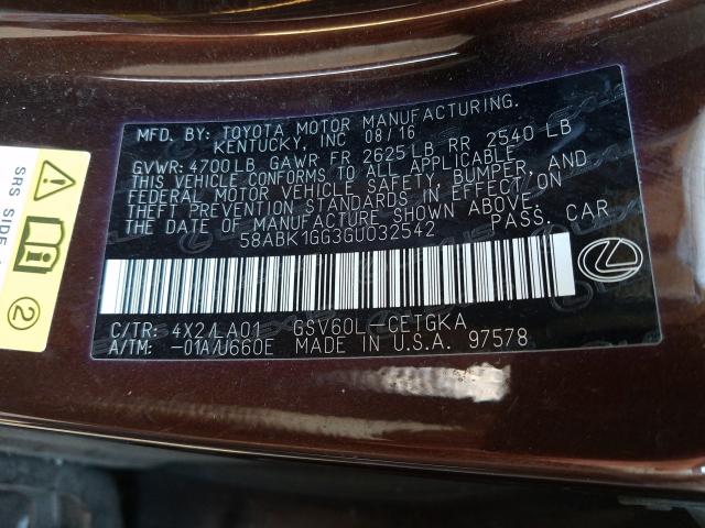 2016 LEXUS ES 350 58ABK1GG3GU032542